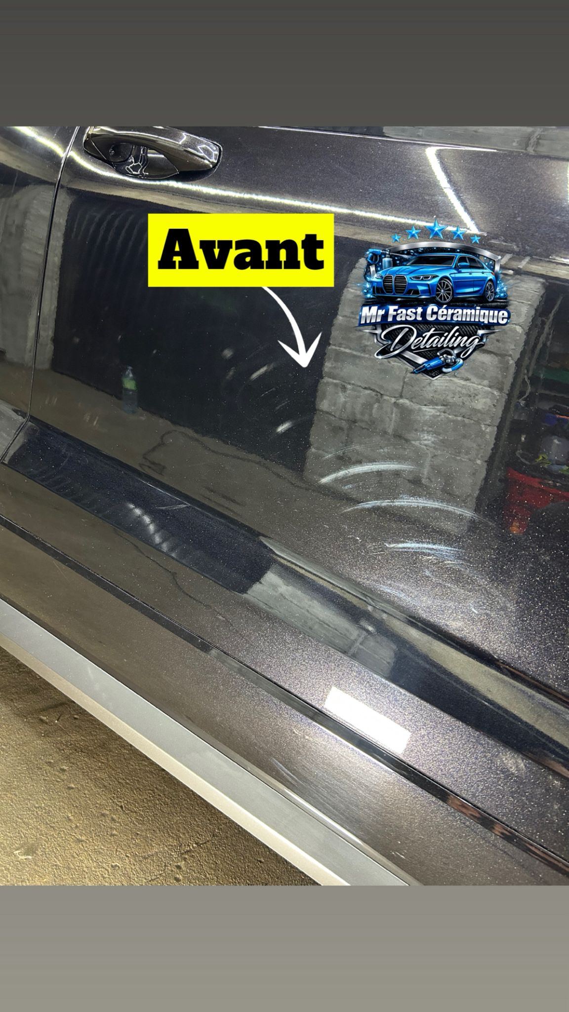 Voiture avant polissage – micro-rayures visibles – Mr Fast Céramique Fresnes